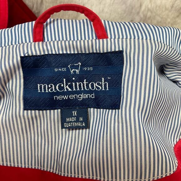 Mackintosh New England Snap Button Detachable Hood Rain Jacket Pea coat Red 1X - Picture 11 of 16